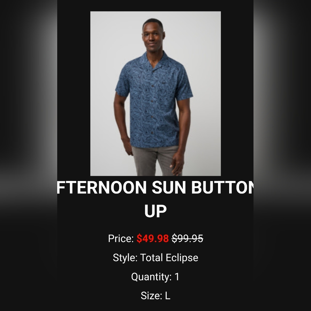 Travis Matthew Afternoon sun button up, large